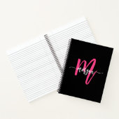 Hot Pink Black Monogram Girl's Back to School Notizblock (Innenseite)