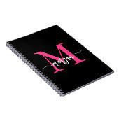 Hot Pink Black Monogram Girl's Back to School Notizblock (Rechte Seite)