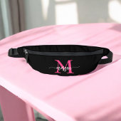 Hot Pink Black Monogram Name Girl's Script Bauchtasche