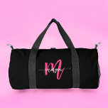 Hot Pink Black Monogram Name Girl's Script Sports Duffle Bag<br><div class="desc">Erhöhen Sie Ihr Spiel mit unserem Hot Pink Monogram Name Girl's Script Sports Duffle Bag! Mit einem lebhaften, heißen rosa Design ist diese Tasche personalisiert mit Ihrem Namen in einem eleganten Script-Schriftart für eine individuelle Touch. Ideal für Sport, Gymnastik oder Reisen, bietet es viel Platz und eine dauerhafte Konstruktion, um...</div>