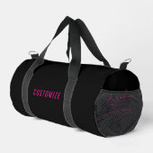 Hot Pink Black Monogram Script Name Girl's Duffle Bag (Rechte Ecke)