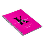 Hot Pink Black Monogram Sketch Notizblock (Rechte Seite)