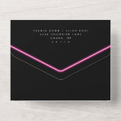 Hot Pink Black Neon Lights Girly Wedding All In One Einladung (Rückseite)