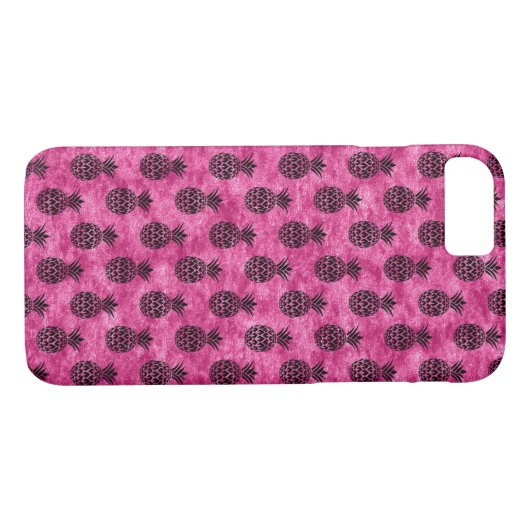 Hot Pink & Black Pineapa Tropical Summer Pattern Case-Mate iPhone Hülle (Rückseite (Horizontal))