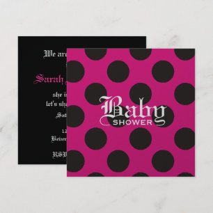 Hot Pink & Black Polka Dot Baby Einladung