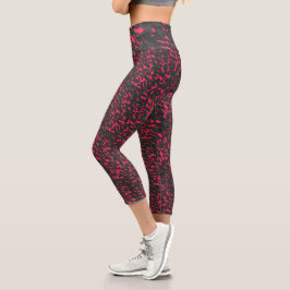 Hot pink Black Purple Camo Abstract Capri Leggings