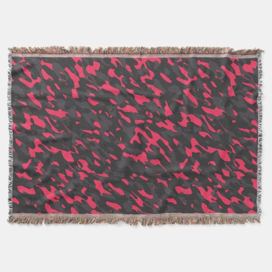Hot pink Black Purple Camo Abstract Decke (Vorderseite)