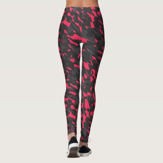 Hot pink Black Purple Camo Abstract Leggings (Rückseite)