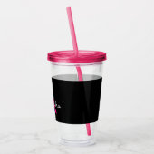 Hot Pink Black Script Name der Girl Monogram Acryltrinkbecher (Links)