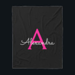Hot Pink Black Script Name der Girl Monogram Fleecedecke<br><div class="desc">Hot Pink und Black Imitats Script Monogram Fügen Sie Ihren eigenen Namen Fleece Blanket. Das macht den perfekten 16 Geburtstag,  Hochzeit,  Brautparty,  Jubiläum,  Babydusche oder Junggeselinnen-Abschied Geschenk für jemanden,  der Lieben glamourösen Luxus und schicke Stile.</div>