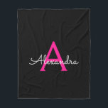 Hot Pink Black Script Name der Girl Monogram Fleecedecke<br><div class="desc">Hot Pink und Black Imitats Script Monogram Fügen Sie Ihren eigenen Namen Fleece Blanket. Das macht den perfekten 16 Geburtstag,  Hochzeit,  Brautparty,  Jubiläum,  Babydusche oder Junggeselinnen-Abschied Geschenk für jemanden,  der Lieben glamourösen Luxus und schicke Stile.</div>
