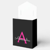 Hot Pink Black Script Name der Girl Monogram Geschenkschachtel (Geöffnet)