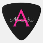 Hot Pink Black Script Name der Girl Monogram Plektrum<br><div class="desc">Plektrum für die Bezeichnung des Monogramms in Schwarz und Heiß rosa. Das macht den perfekten 16 Geburtstag,  Hochzeit,  Brautparty,  Jubiläum,  Babydusche oder Junggeselinnen-Abschied Geschenk für jemanden,  der Lieben glamourösen Luxus und schicke Stile.</div>