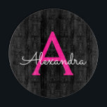 Hot Pink Black Script Name der Girl Monogram Schneidebrett<br><div class="desc">Hot Pink und Black Simple Script Monogram Name Cutting Board. Dies macht den perfekten Abschluss,  Geburtstag,  Hochzeit,  Brautparty,  Jubiläum,  Babydusche oder Junggeselinnen-Abschied Geschenk für jemanden,  die Lieben glamourösen Luxus und schicke Stile.</div>