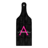 Hot Pink Black Script Name der Girl Monogram Schneidebrett (Vorderseite)