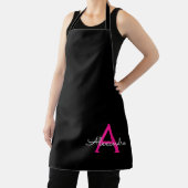 Hot Pink Black Script Name der Girl Monogram Schürze (InSitu)