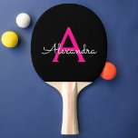 Hot Pink Black Script Name der Girl Monogram Tischtennis Schläger<br><div class="desc">Ping Pong Paddel Monogram Paddel. Das macht den perfekten 16 Geburtstag,  Hochzeit,  Brautparty,  Jubiläum,  Babydusche oder Junggeselinnen-Abschied Geschenk für jemanden,  der Lieben glamourösen Luxus und schicke Stile.</div>