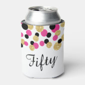 Hot Pink, Black und Gold Glitzer Confetti | 50. Dosenkühler (Kanne Vorderseite)