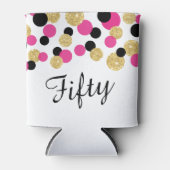 Hot Pink, Black und Gold Glitzer Confetti | 50. Dosenkühler (Vorderseite)