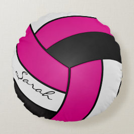 Hot Pink, Black und White Volleyball 🏐 | DIY Name Rundes Kissen