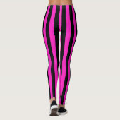 Hot Pink Black Vertical Wide Strip Leggings (Rückseite)