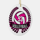 Hot Pink & Black 🏐 Volleyball-Logo-Kleider Keramik Ornament (Rechts)