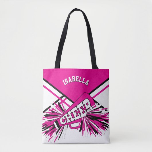 Hot Pink, Black & White Chereleader Design Tasche (Vorderseite)