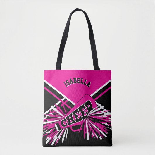 Hot Pink, Black & White Chereleader Design Tasche (Vorderseite)