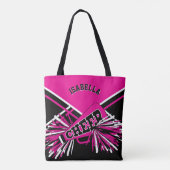 Hot Pink, Black & White Chereleader Design Tasche (Rückseite)