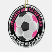 Hot Pink, Black & White Soccer ⚽  Keramik Ornament (Links)