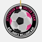 Hot Pink, Black & White Soccer ⚽  Keramik Ornament (Hinten)