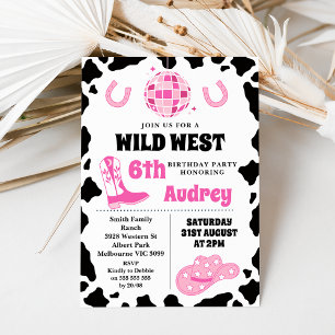 Hot Pink Black Wild West Cowgirl Geburtstag Einladung