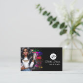 Hot-Pink Black Woman Crafting Queen Design Visitenkarte (Stehend Vorderseite)