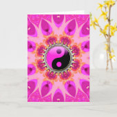 Hot Pink+Black YinYang Sun Neue Alterskarten Karte (Gelbe Blume)