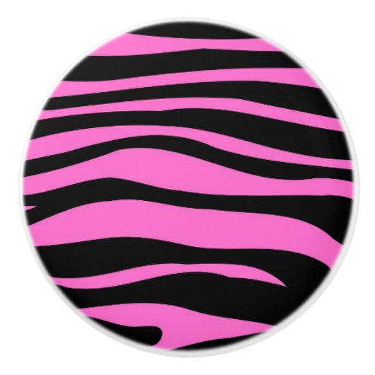 Hot Pink Black Zebra Animal Print Muster Keramikknauf (Vorderseite)