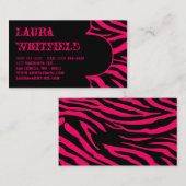 Hot Pink Black Zebra Print Animal Business Card Visitenkarte (Vorne/Hinten)