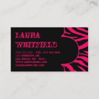 Hot Pink Black Zebra Print Animal Business Card
