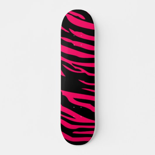 Hot Pink Black Zebra Print Old School Skateboard (Vorne)