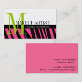 Hot Pink Black Zebra Stripes Bold Makeup Artist Visitenkarte (Vorne/Hinten)