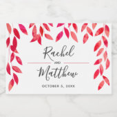 Hot Pink Blätter Wedding Mini Schaumweinetikett (Einzelnes Label)