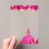 Hot Pink Bloral Blonde Hair Princess 16 . Geburtst Acryleinladungen (Insitu (Handheld))