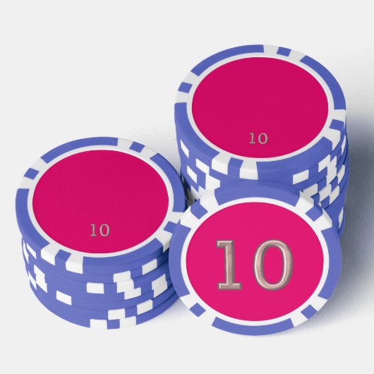 Hot Pink blue 10 striped Poker Chip (Stapel)