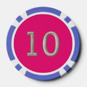 Hot Pink blue 10 striped Poker Chip (Rückseite)
