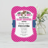 Hot Pink Blue Cowboy Baby Dusche Einladung (Stehend Vorderseite)