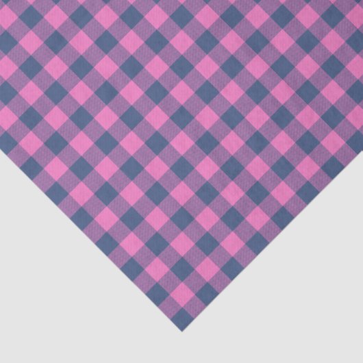Hot Pink Blue Purple Gingham Pattern Geometric  Seidenpapier (Detail)