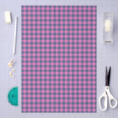 Hot Pink Blue Purple Gingham Pattern Geometric Seidenpapier (Handwerk)