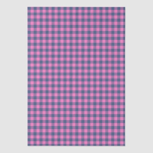 Hot Pink Blue Purple Gingham Pattern Geometric  Seidenpapier (Vorderseite)