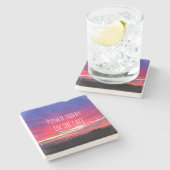 Hot Pink Blue Sunset Punch heute in Fett Steinuntersetzer (Seitenansicht)