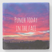 Hot Pink Blue Sunset Punch heute in Fett Steinuntersetzer (Vorderseite)