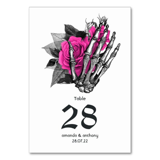 Hot-Pink-Blues-Hochzeit Tischnummer (Vorderseite)